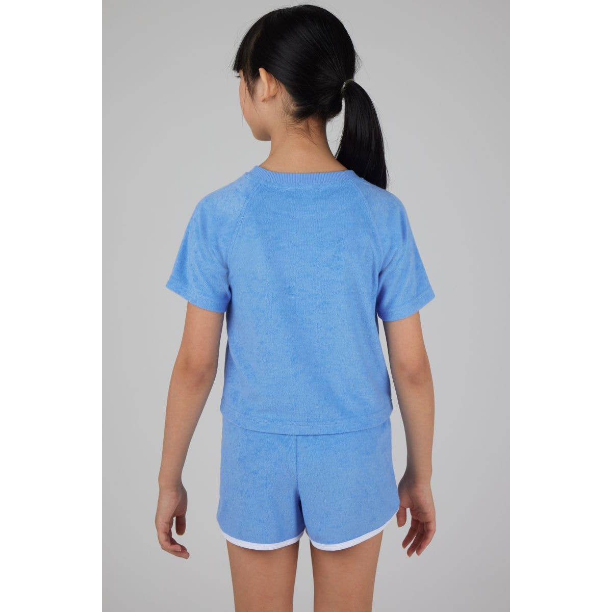 Girls Towel Terry Raglan Tee and Dolphin Short Set