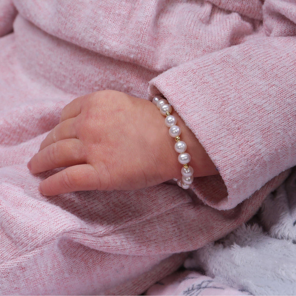 Cherished Moments Brynn, Girls 14K Gold-Plated Pearl Baby Bracelet Children's Jewelry