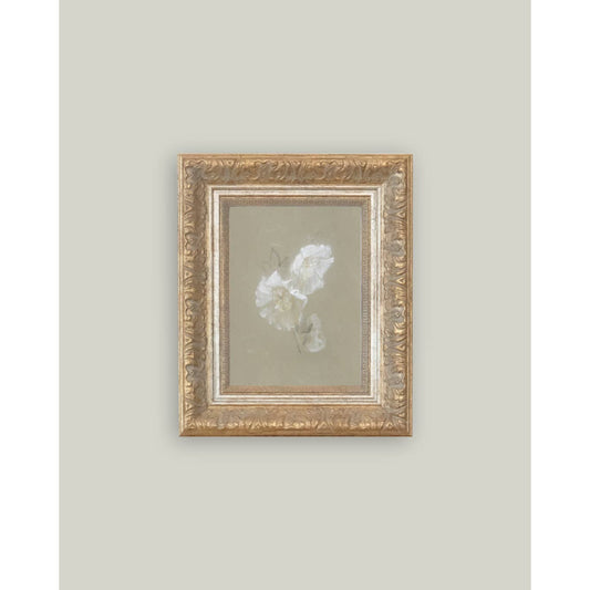 Sage and White Flowers Framed Antique Art