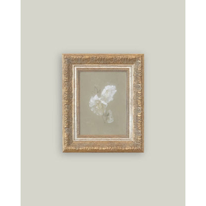 Sage and White Flowers Framed Antique Art