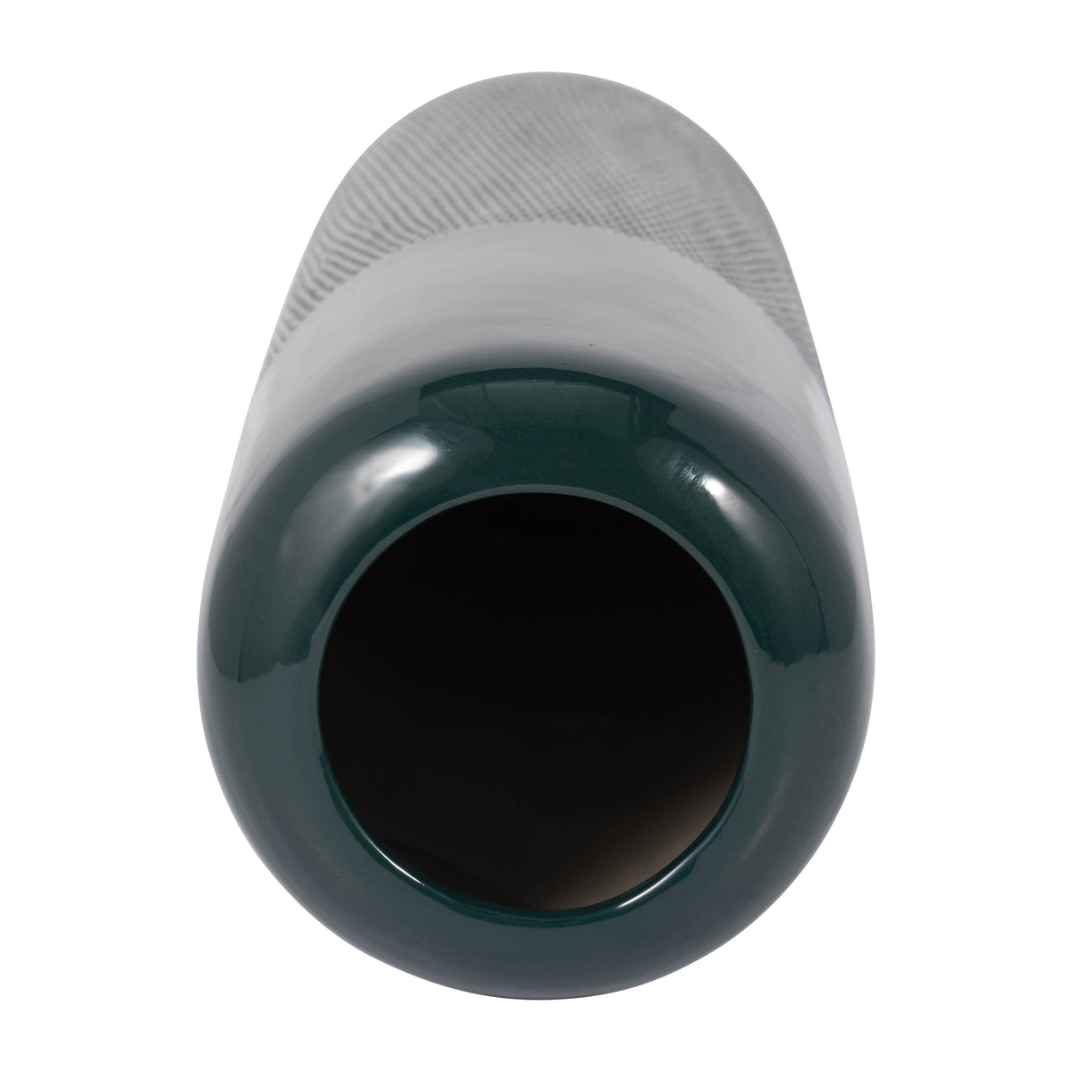 Green Grooved Ceramic Vase with Rounded Rim, 18 in.