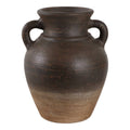 Decorative Vase - Brown Terracotta Amphora with Handles, 9 in.