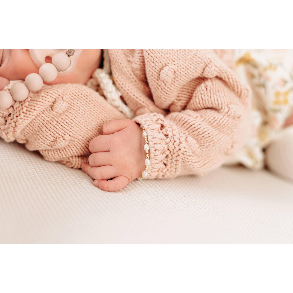 14K Gold-Plated Genuine Pearl Baby or Girls Beaded Bracelet