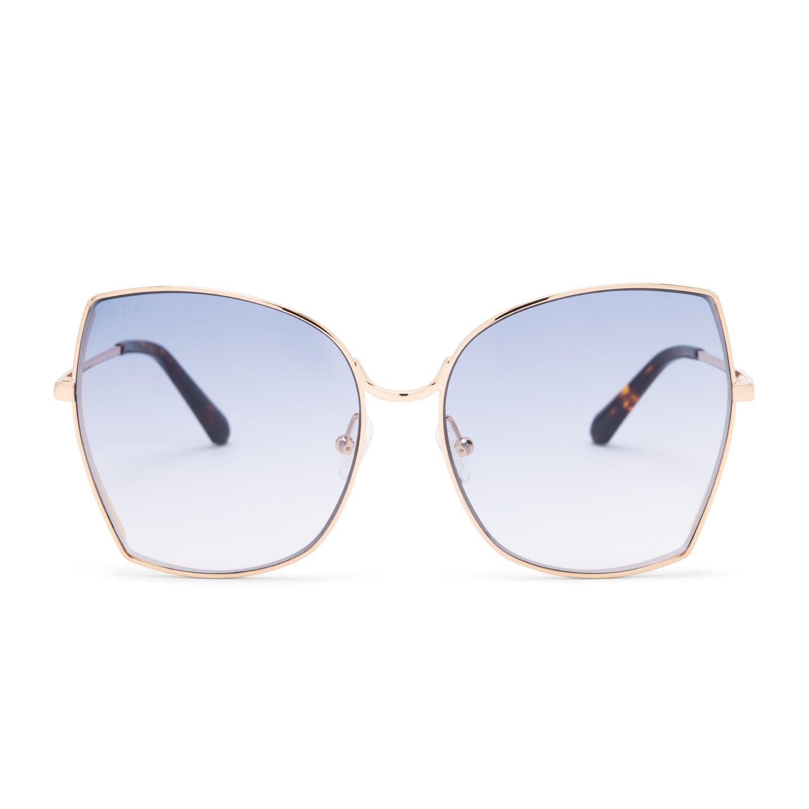 DIFF EYEWEAR Donna gold w/amber tortoise + blue gradient