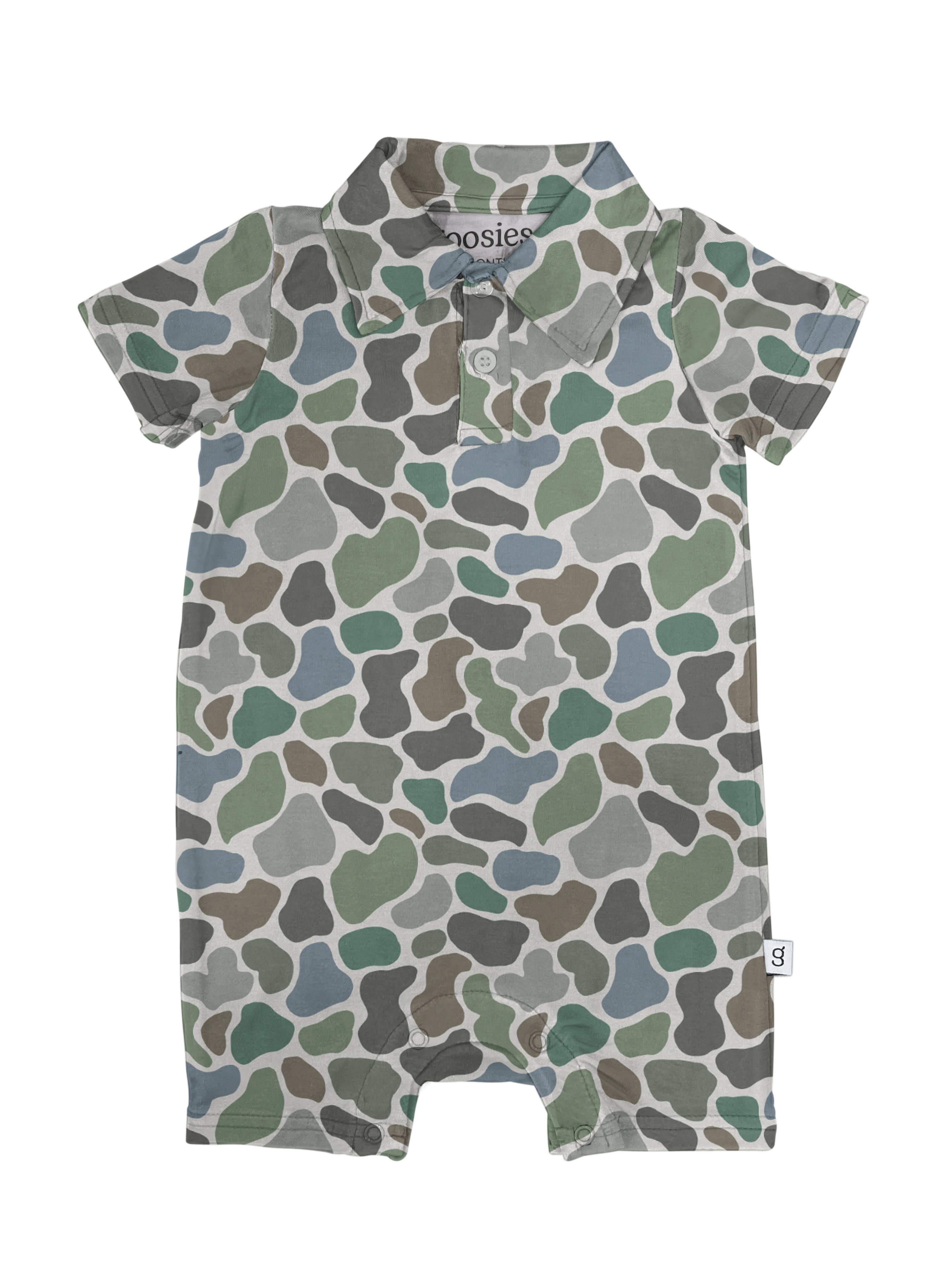 SS Polo Romper, Pebble Camo