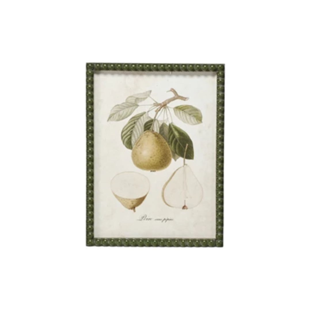 Hobnail Wood Framed Wall Décor w/ Vintage Reproduction Print, 9 Styles