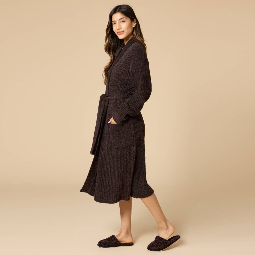 Soft and Plush 38" Marshmallow Rib Women's Wrap Robe