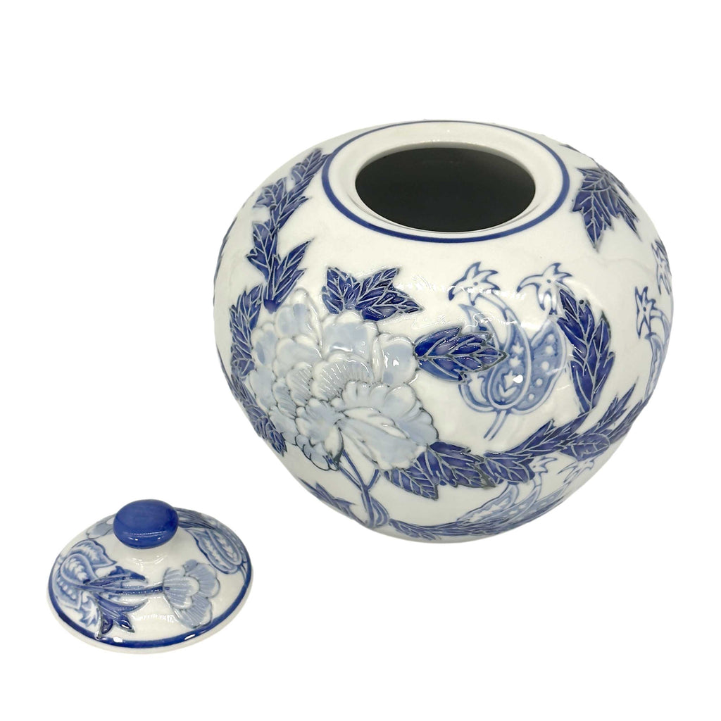 Floral Ceramic Chinoiserie Ginger Jar 8"