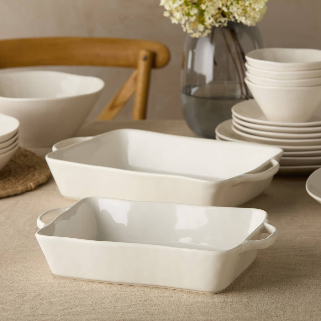 Linen Cream Medium Rectangular Baker
