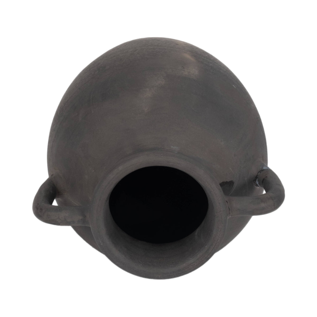 Decorative Vase - Black Terracotta with Handles, 13 in.