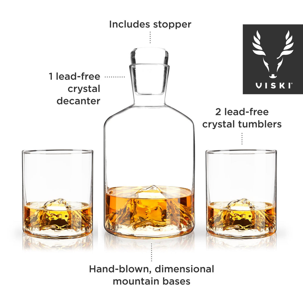 Mountain Crystal Decanter and Tumblers Set of 3