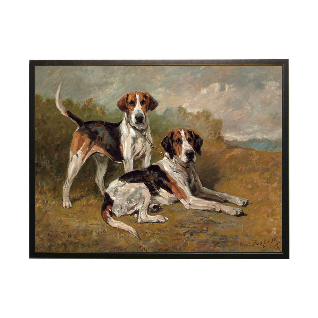 Vintage Hunting Dogs Framed Print by Antique Curiosities Inc