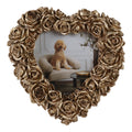 Photo Frame - Gold Polyresin Rosette Heart, 4x4 in.