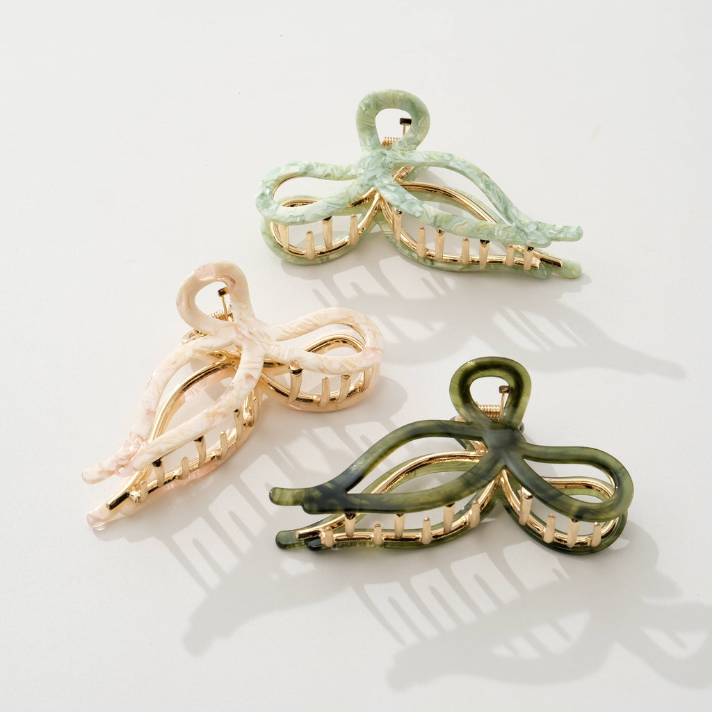 Sabrina Garden Ribbon Metal Bow Claw Clip