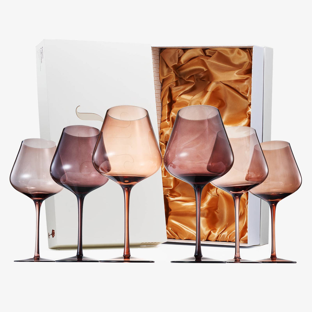 Venus Colored Wine Glass Set, 20oz Glasses Set of 6 (Brown)