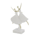 Cream Polystone Dancer Ballet Sculpture With Gold Accents