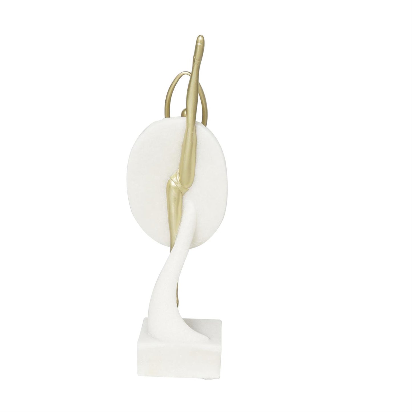 Cream Polystone Dancer Ballet Sculpture With Gold Accents