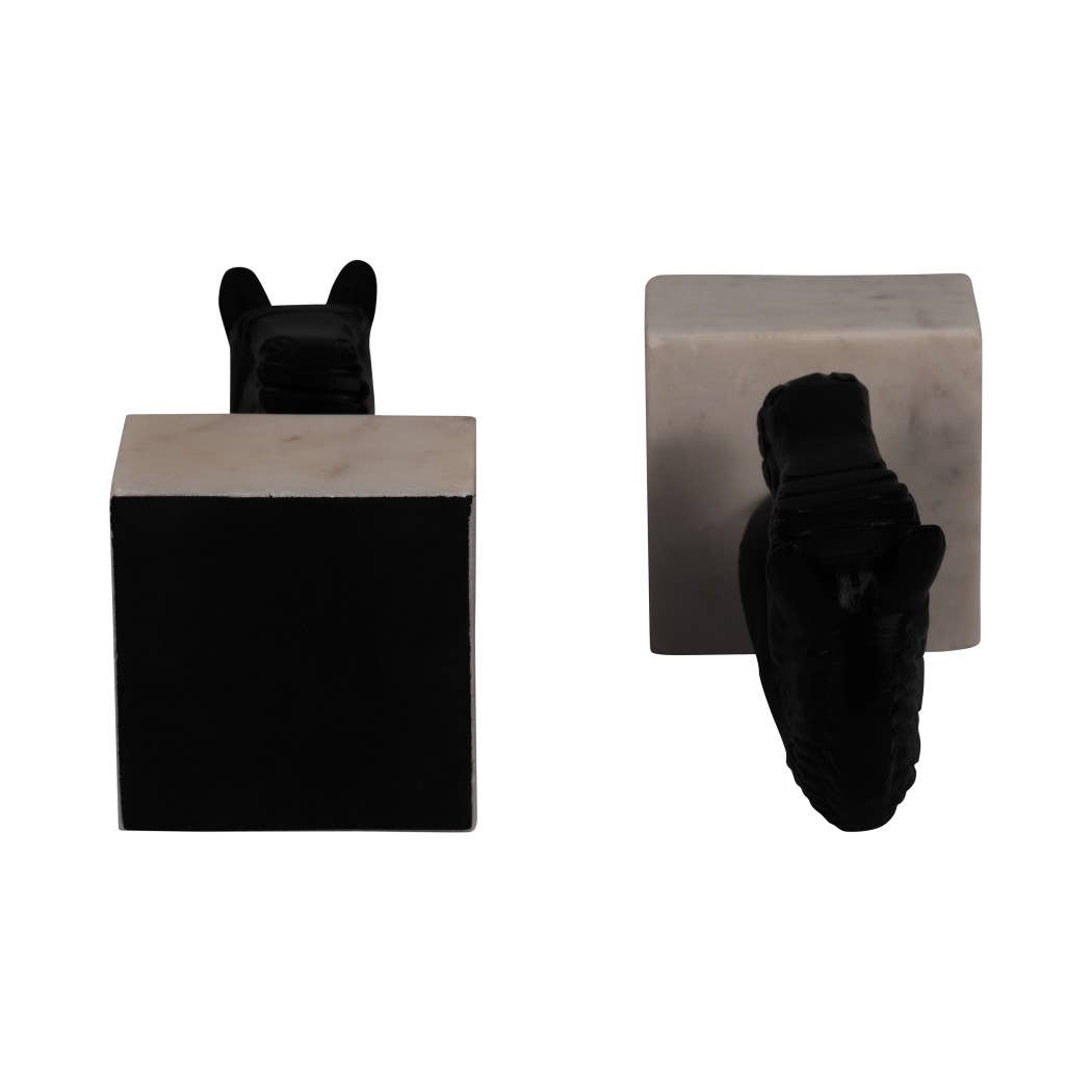 Bookends Set of 2 - White/Black Metal Horse Head, 7 in.