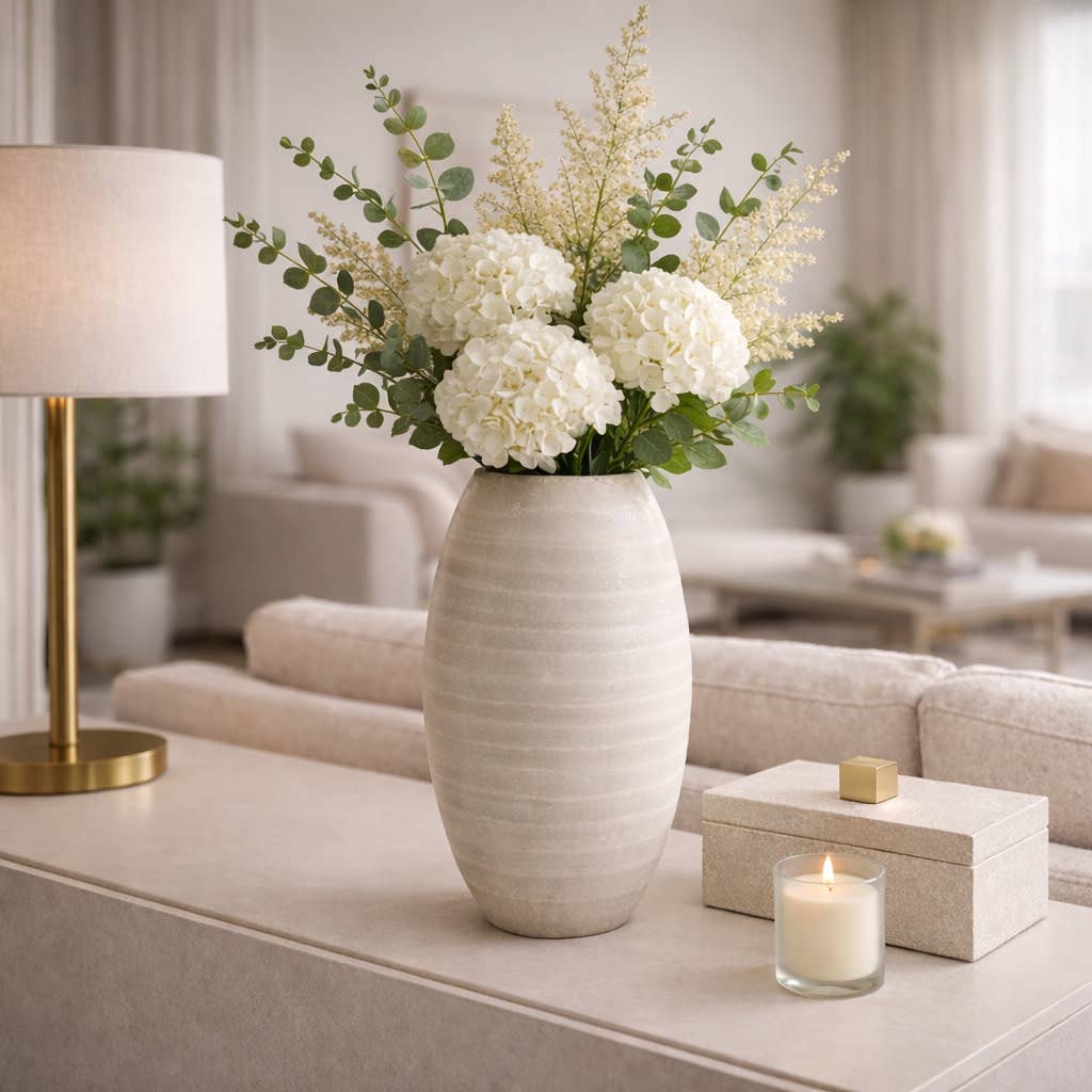 Rustic Gray Etched Glass Decorative Vase