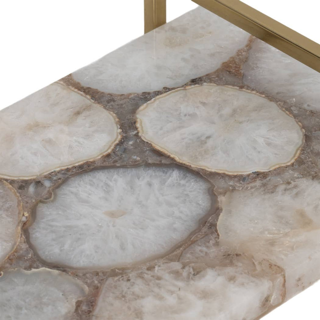 Decorative Tray - Multicolor Agate with Gold Handles, 14 in.