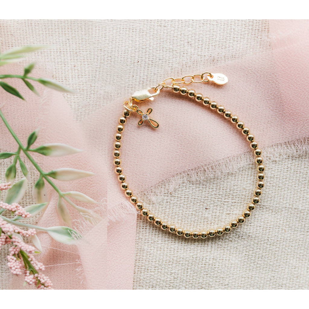 Cherished Moments Lenox, 14K Gold-Plated Cross Bracelet Baby Girl Baptism Gift