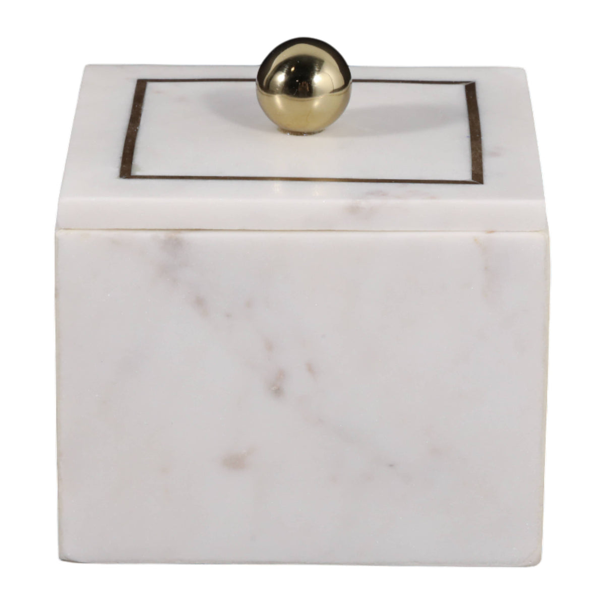 Marble Modern Storage Box with Removable Lid - White, 5 in.