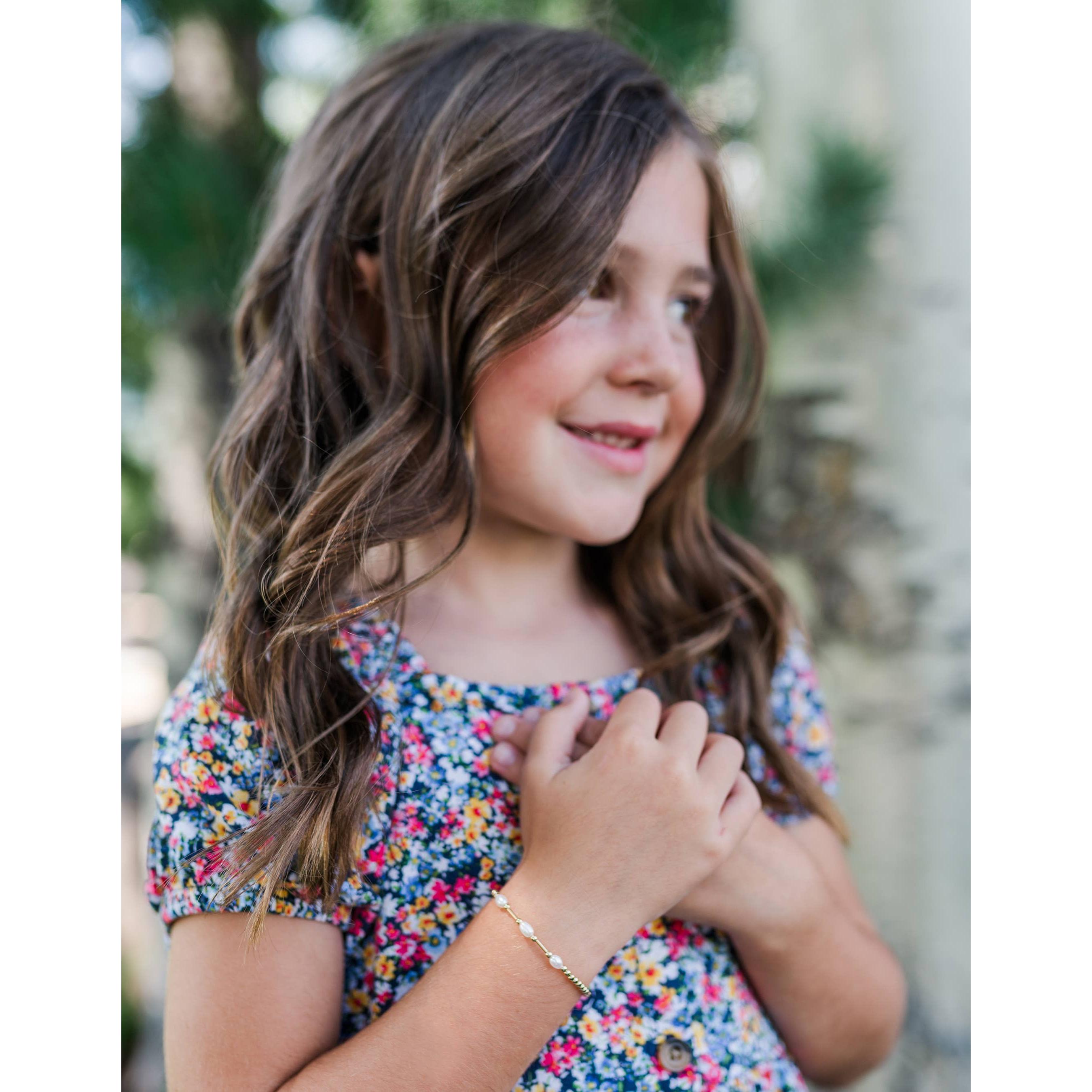 Little Girls14K Gold-Plated Pearl Baby Bracelet for Kids
