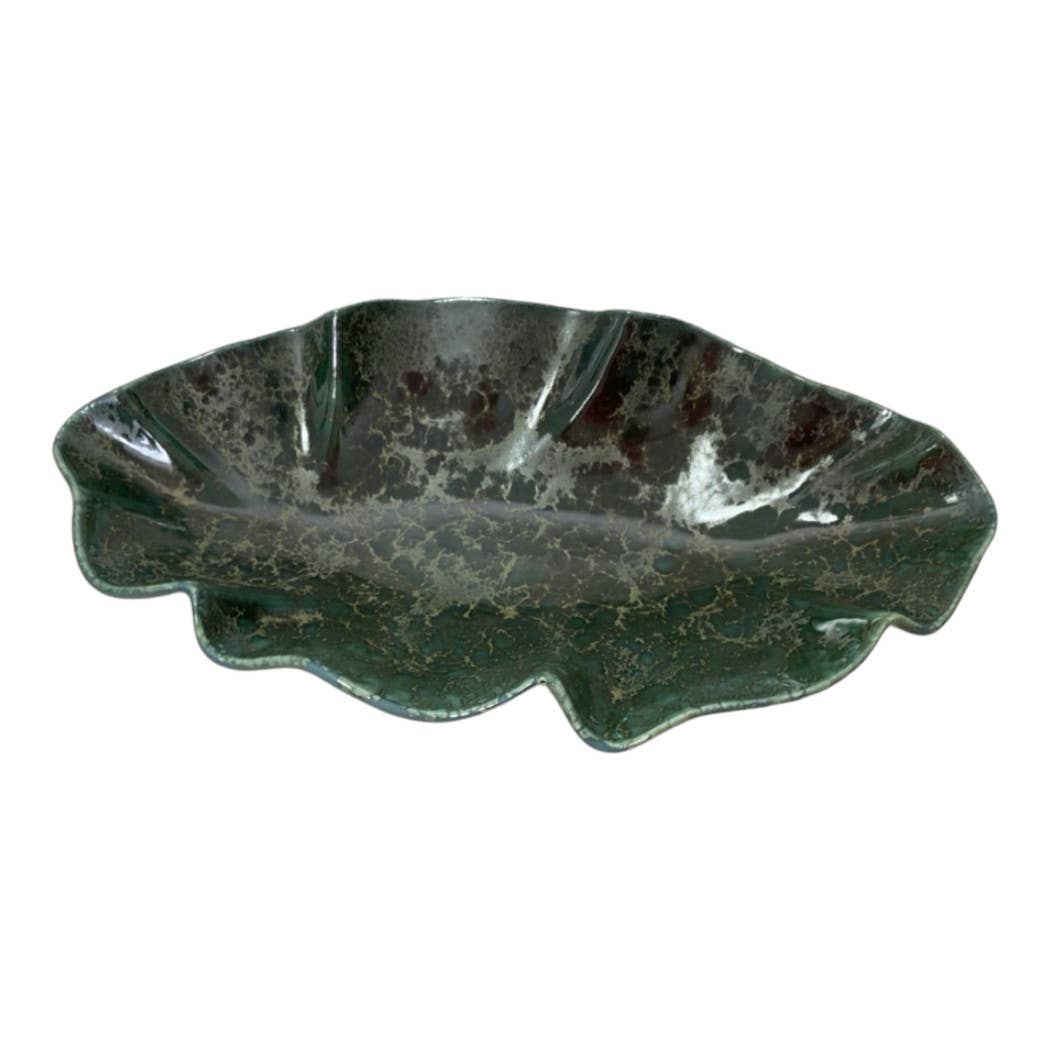 Coastal Green Wavy Edge Decorative Bowl