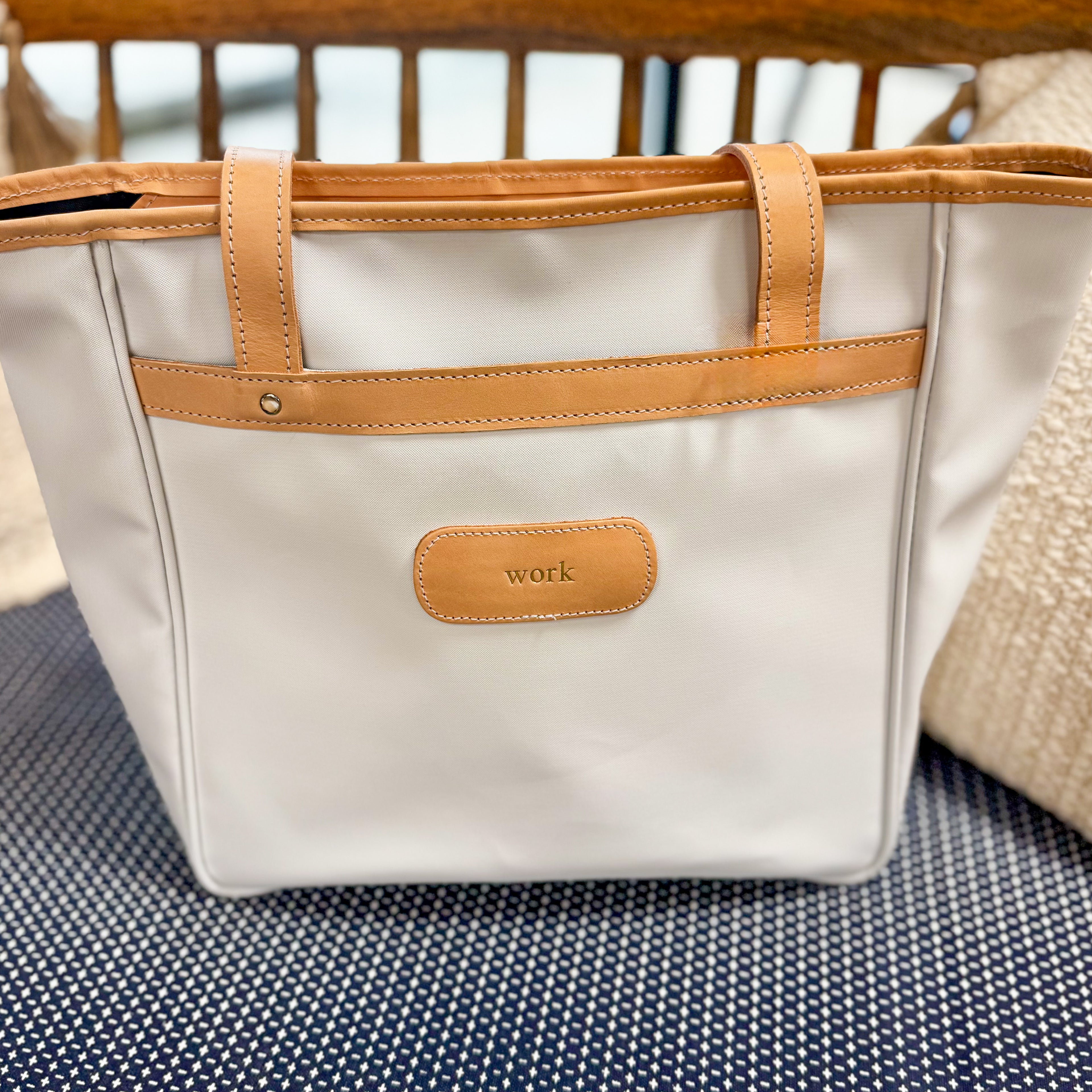 Amelia Tote, White | Gold Foil “work”