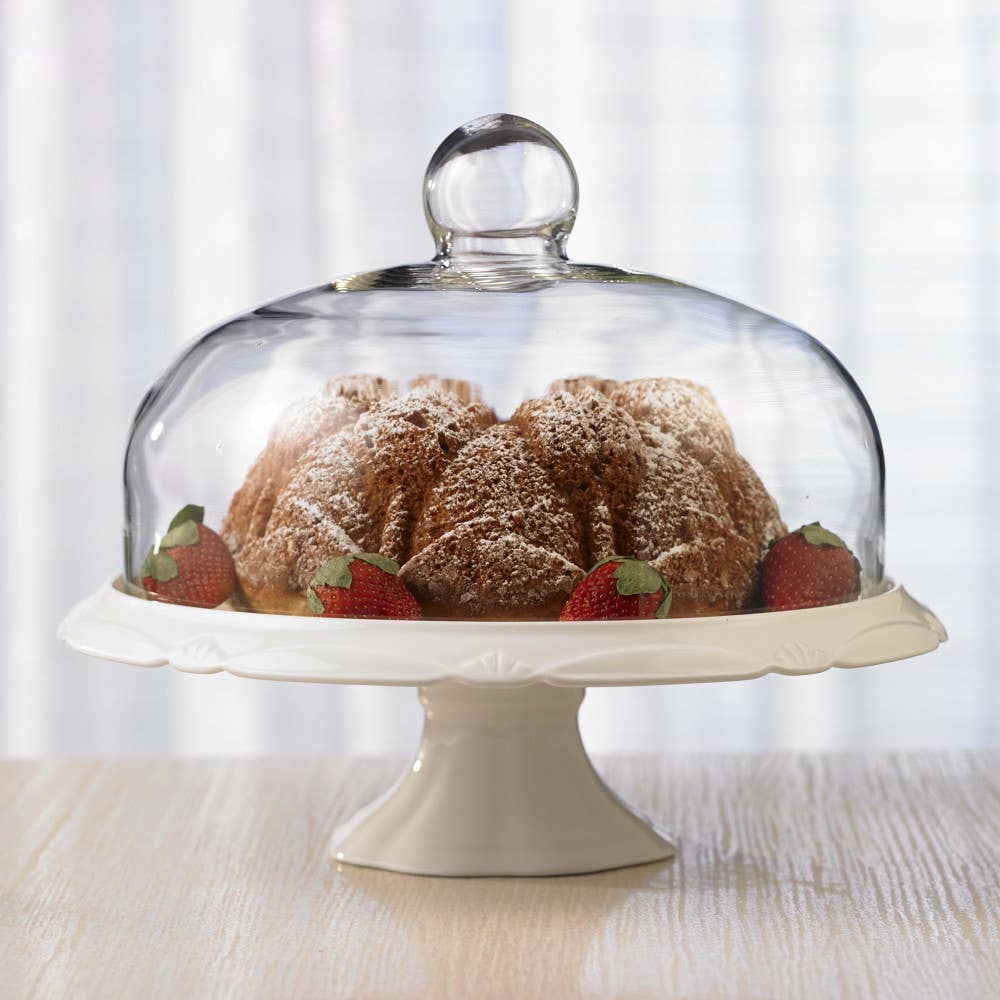Bianco Pedestal Cake Plate and Dome 30cm