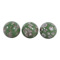 Objects Set of 3 - Green/White Ceramic Chinoiserie Orb, 5 in.