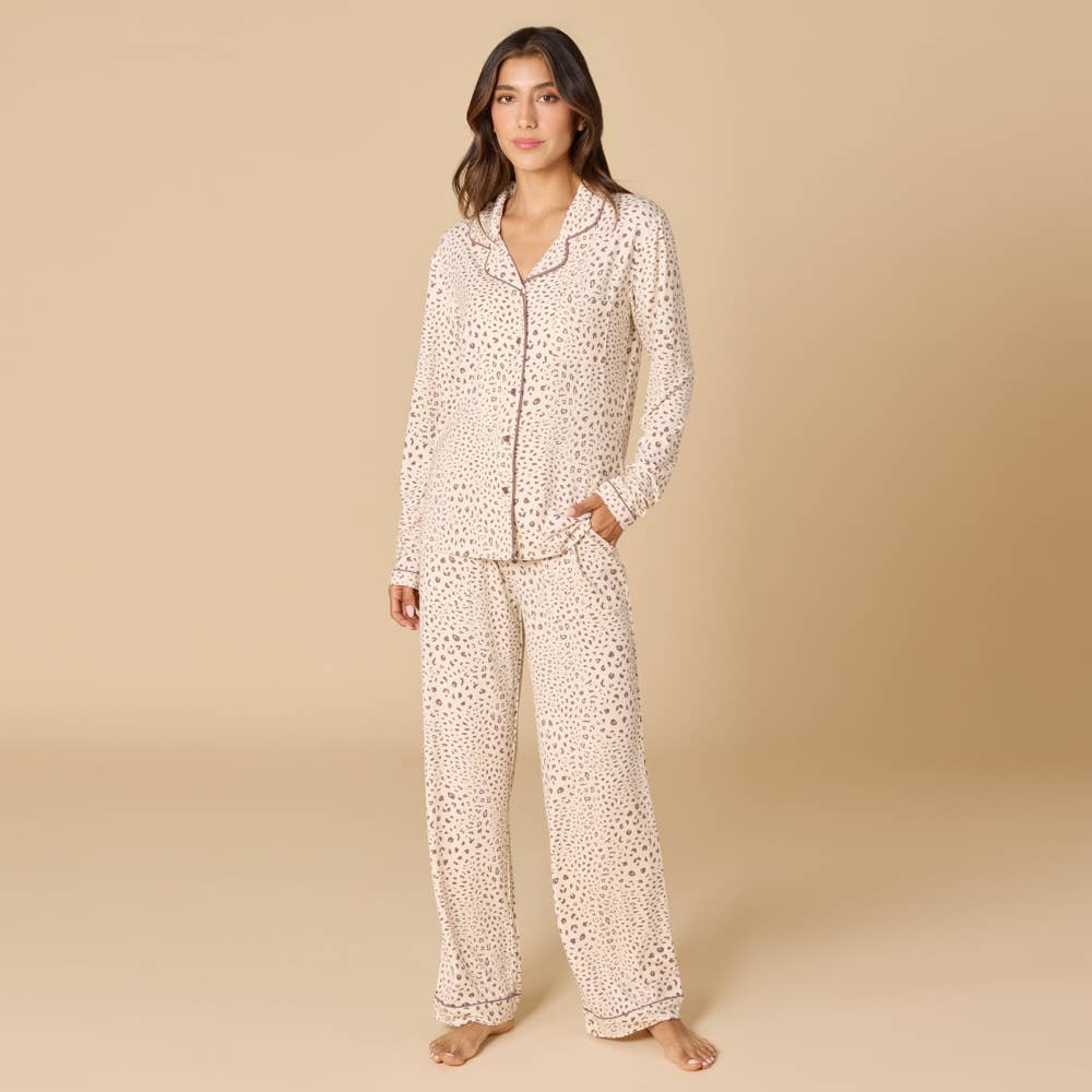 Sleep Soft Animal Print Slim Notch Collar PJ Set