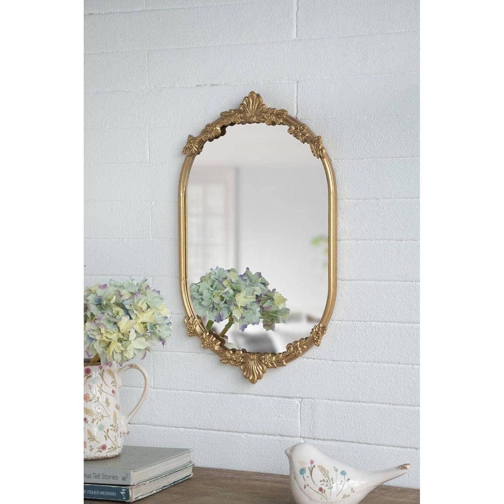 Mirror Tray with Gold Iron Floral Frame