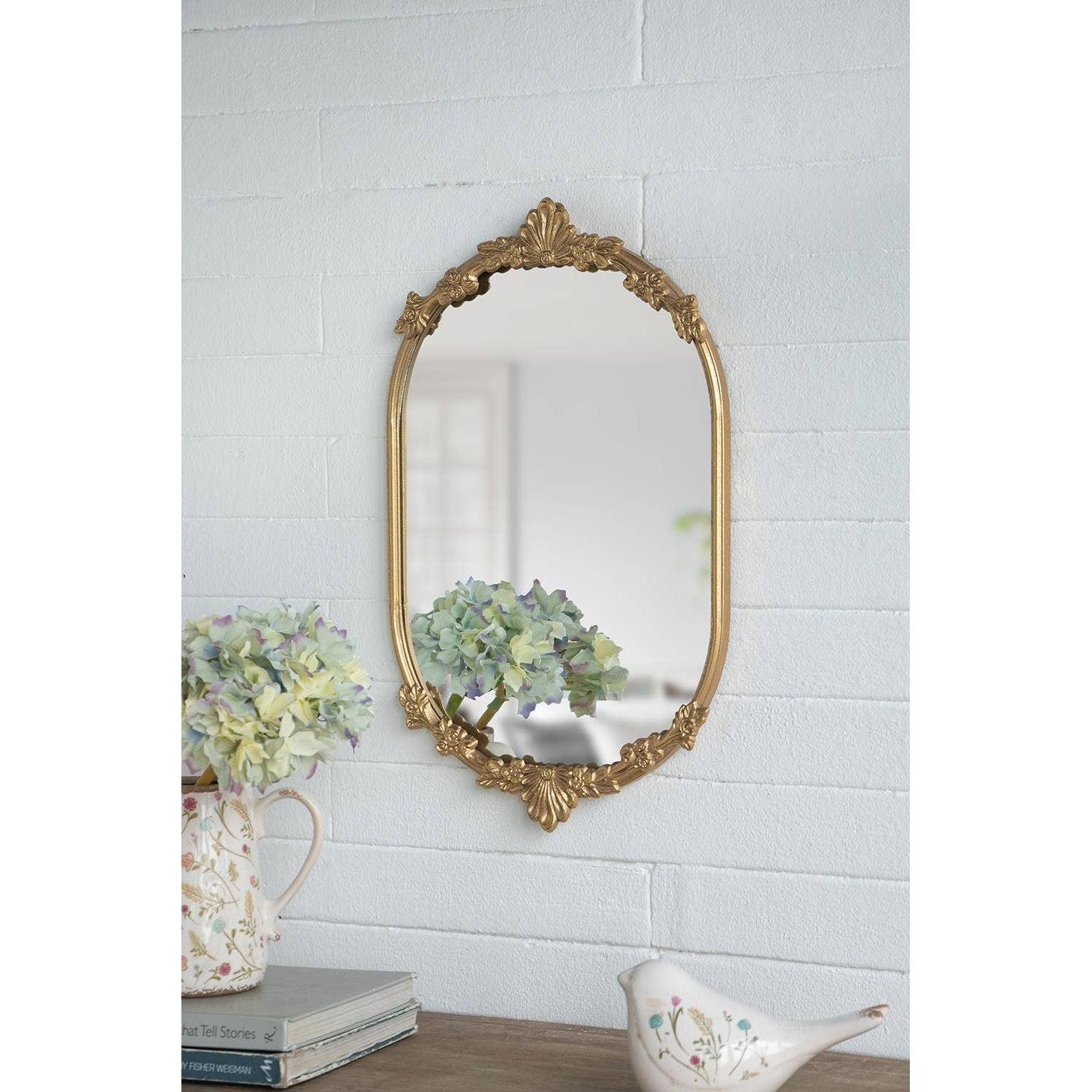Mirror Tray with Gold Iron Floral Frame