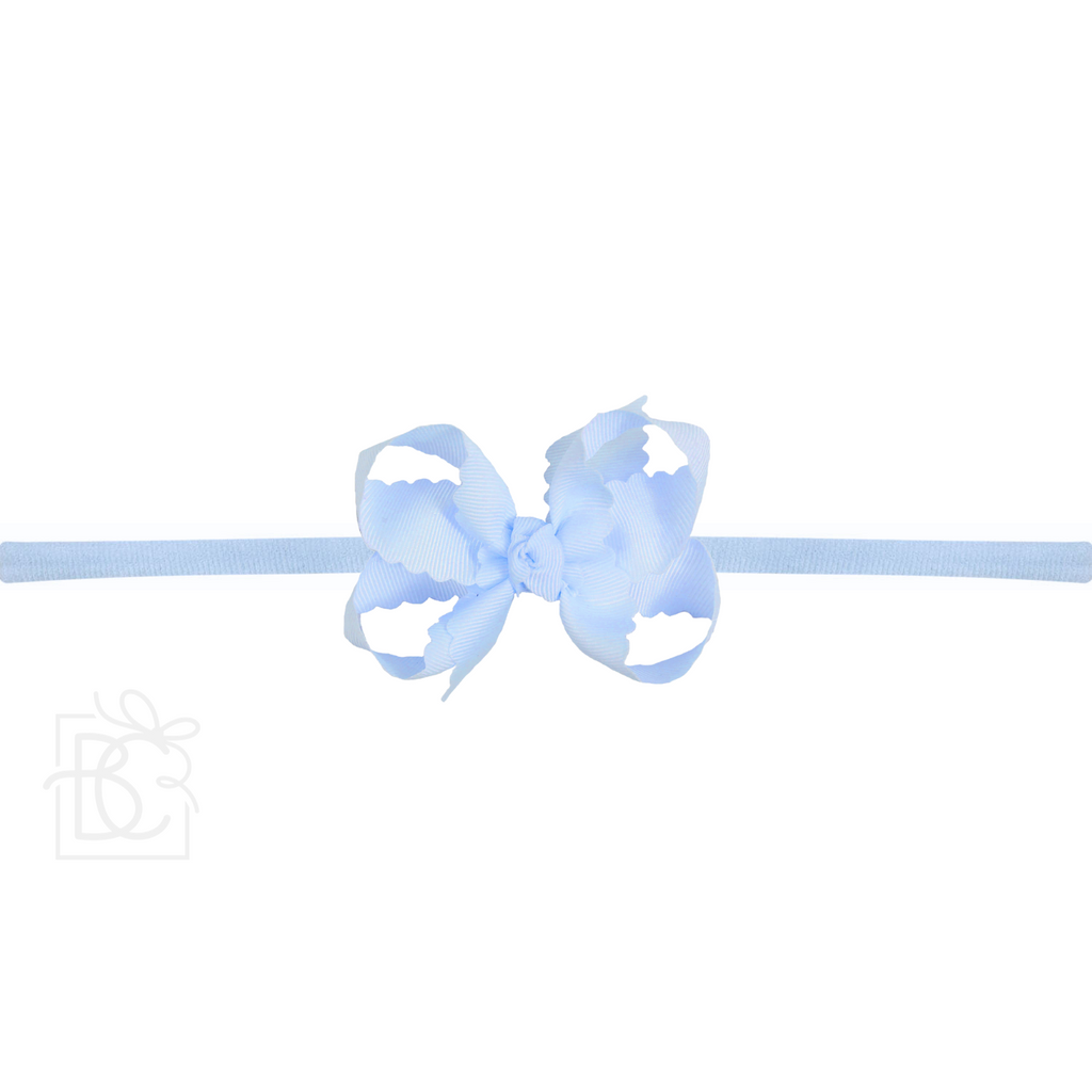 Thin Nylon Headband with Grosgrain Scalloped Edge Hair Bow