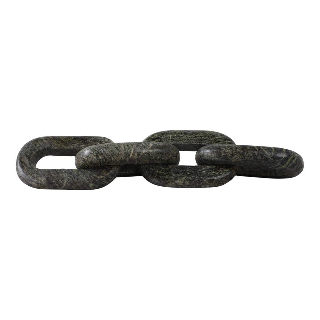 Marble Modern Four-Link Chain Sculpture - Green, 14 in.