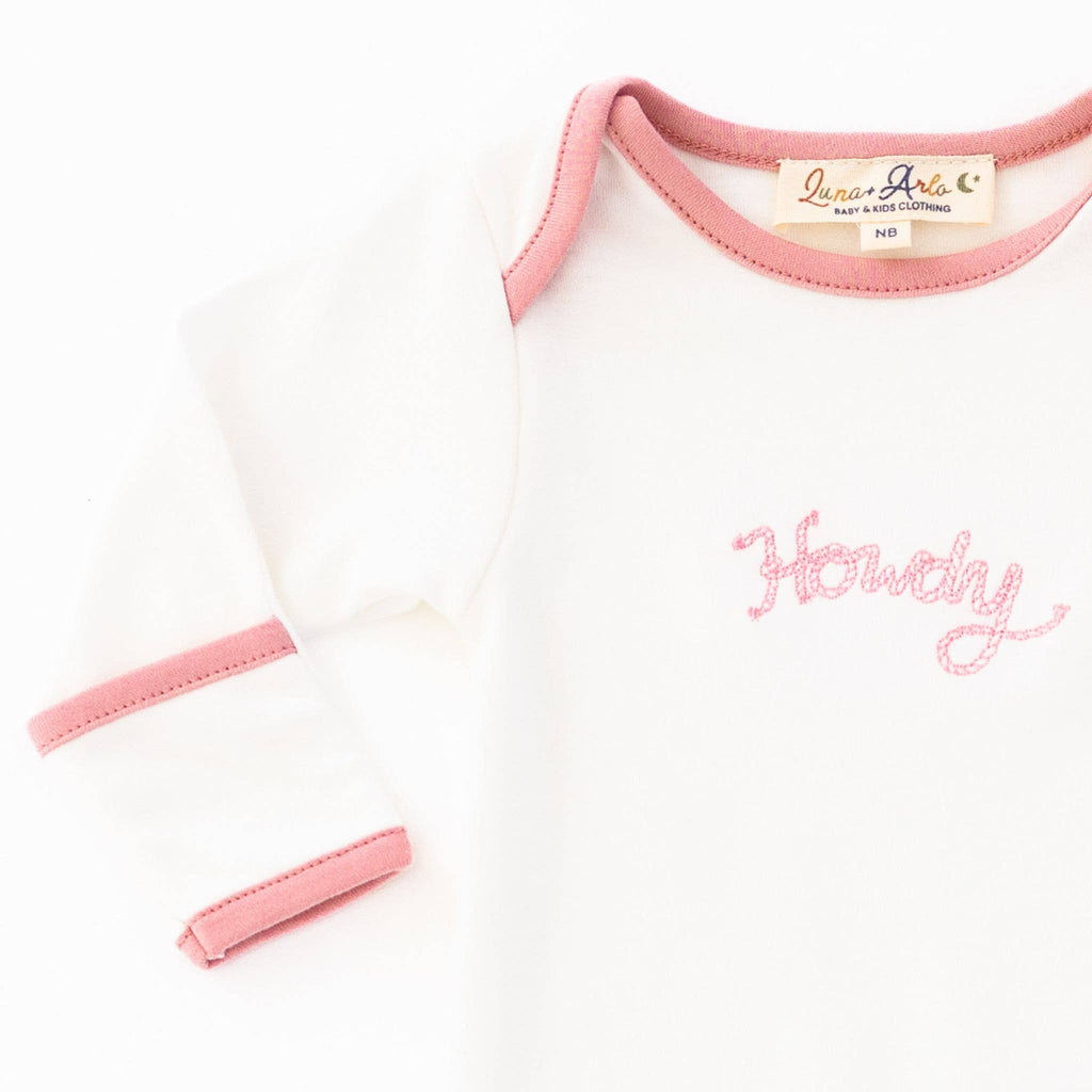 Howdy! Embroidered Knotted Gown, Dusty Rose