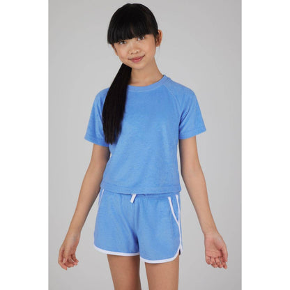 Girls Towel Terry Raglan Tee and Dolphin Short Set