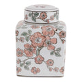 White and Pink Cherry Blossom Ceramic Jar, 9 in.