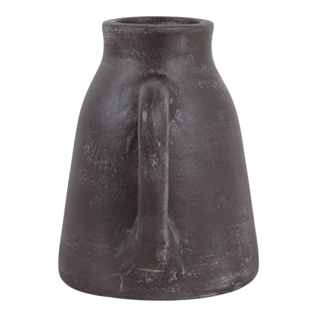 Decorative Vase - Brown Ceramic Handmade with Handle, 8 in.