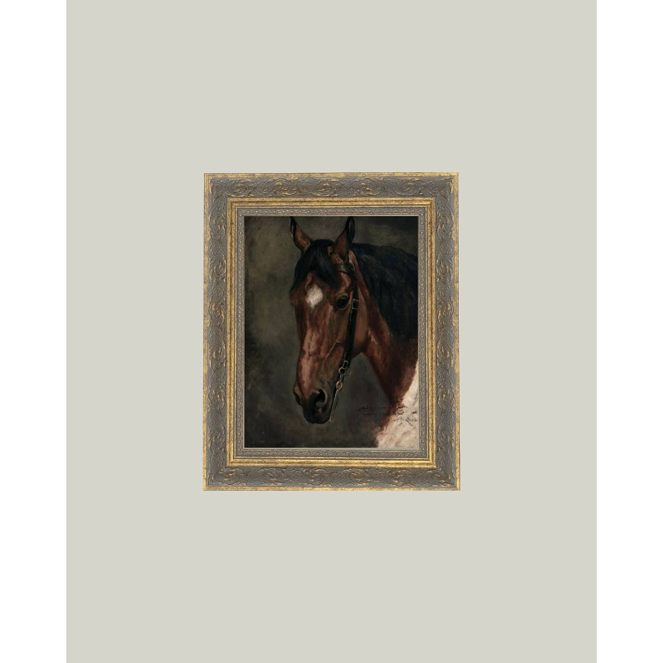 Horse Portrait Framed Antique Art