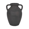 Decorative Vase - Black Terracotta with Handles, 13 in.