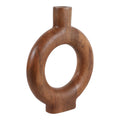 Decorative Vase - Brown Wood Circular Donut Cut-Out, 12 in.
