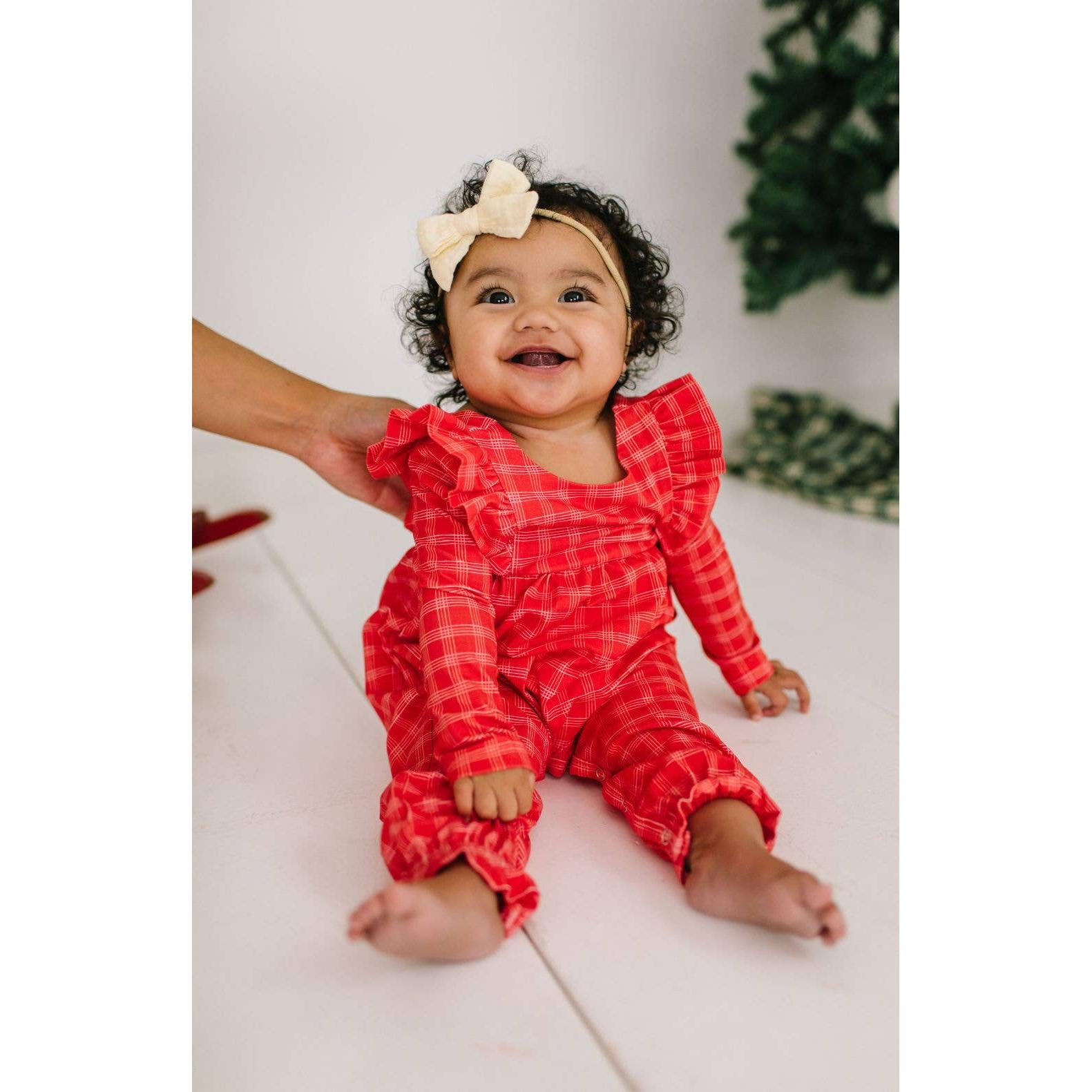 Ollie Jay Mabel Romper in Red Picnic Plaid