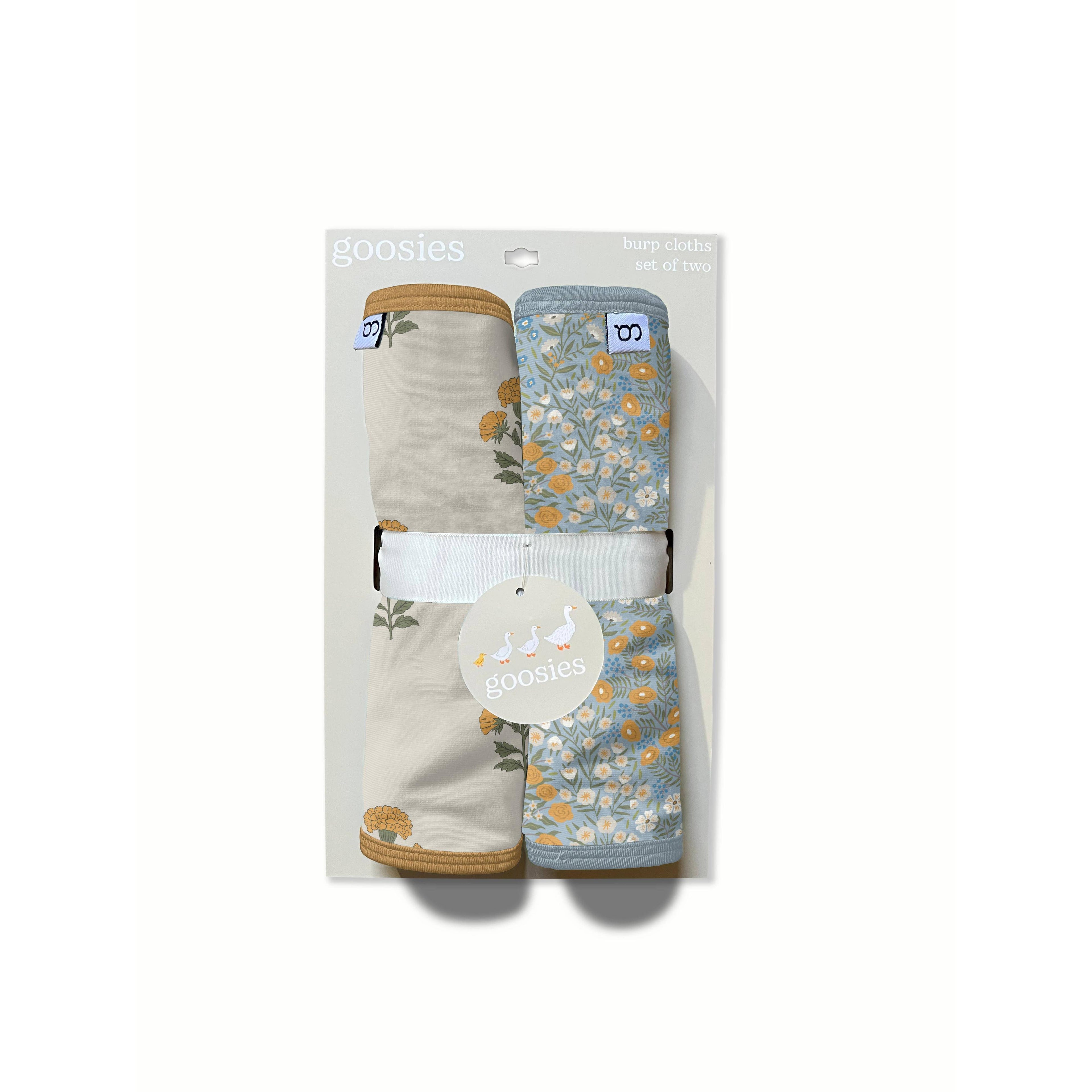Goosies Marigold Block Print Burp Cloth Set
