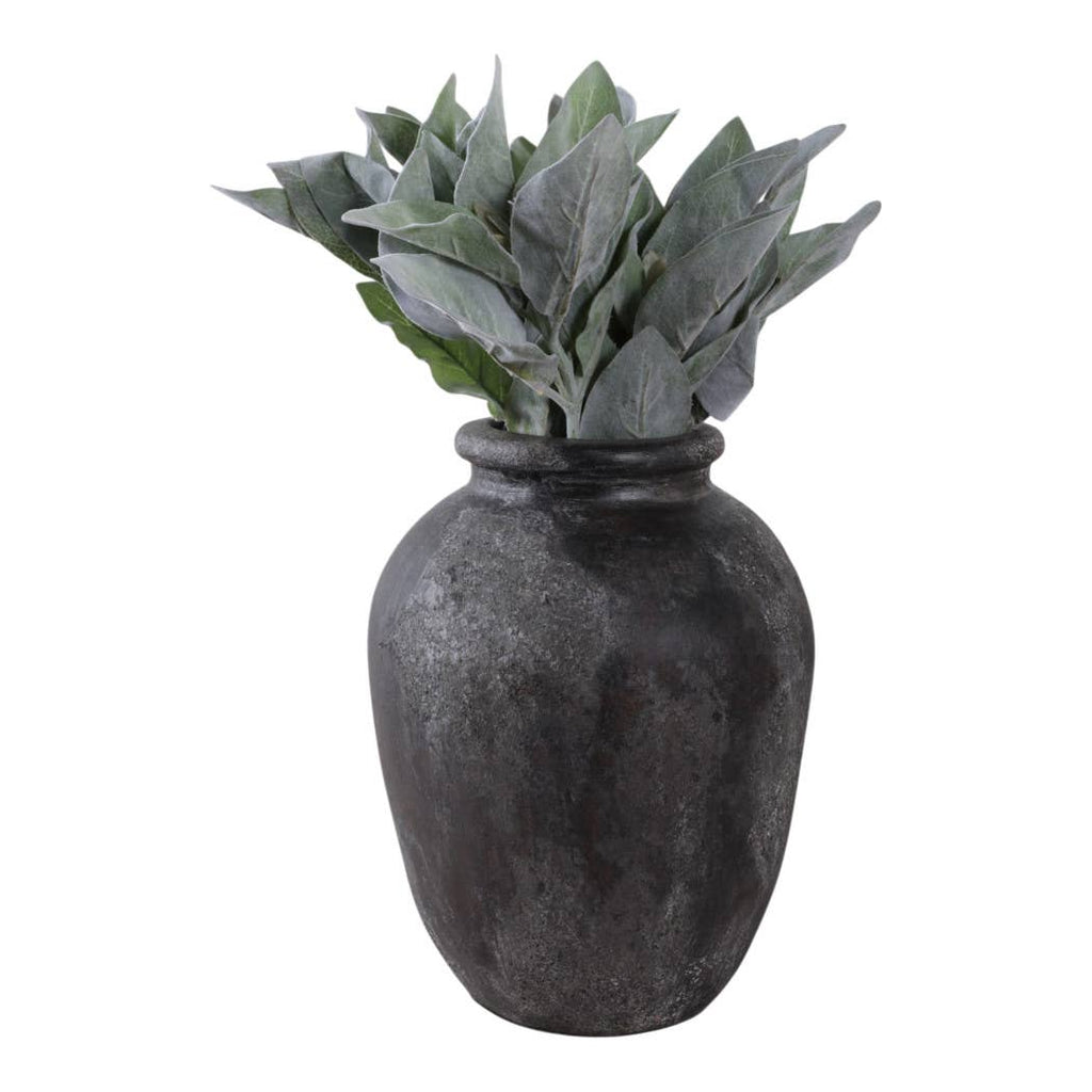 Decorative Vase - Black Ceramic Textured Surface, 12 in.