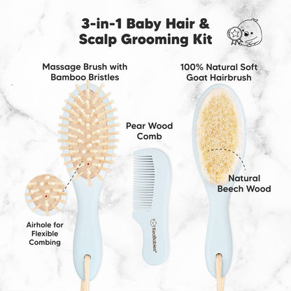 KeaBabies Baby Hair Brush and Comb Set