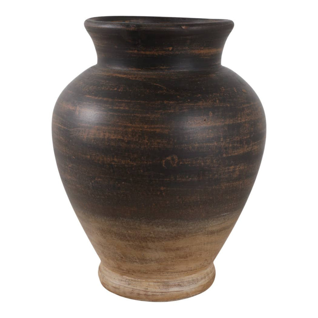 Vase - Brown Terracotta Two Tone Traditional, 12 in.
