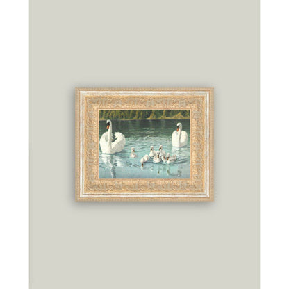 Swan Family Framed Antique Art