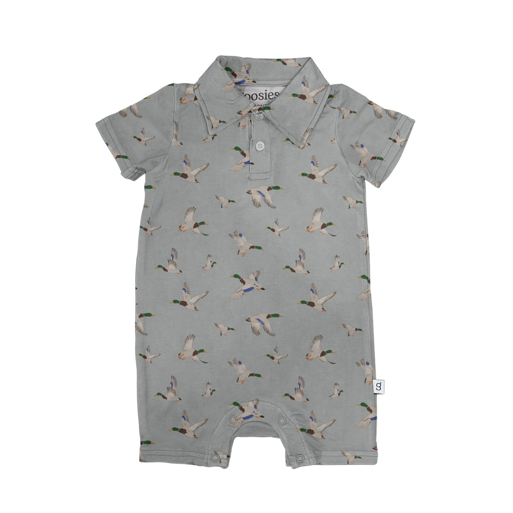 Short Sleeve Polo Romper, Mallards